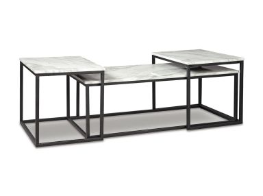 Donnesta Grey/Black 3Pc Table Set  (All-in-One Box
