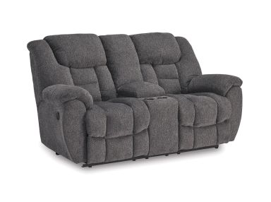 Foreside Charcoal Motion Loveseat with Console
