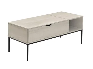 Washed Oak & Black Metal 42" Lift Top Coffee Table