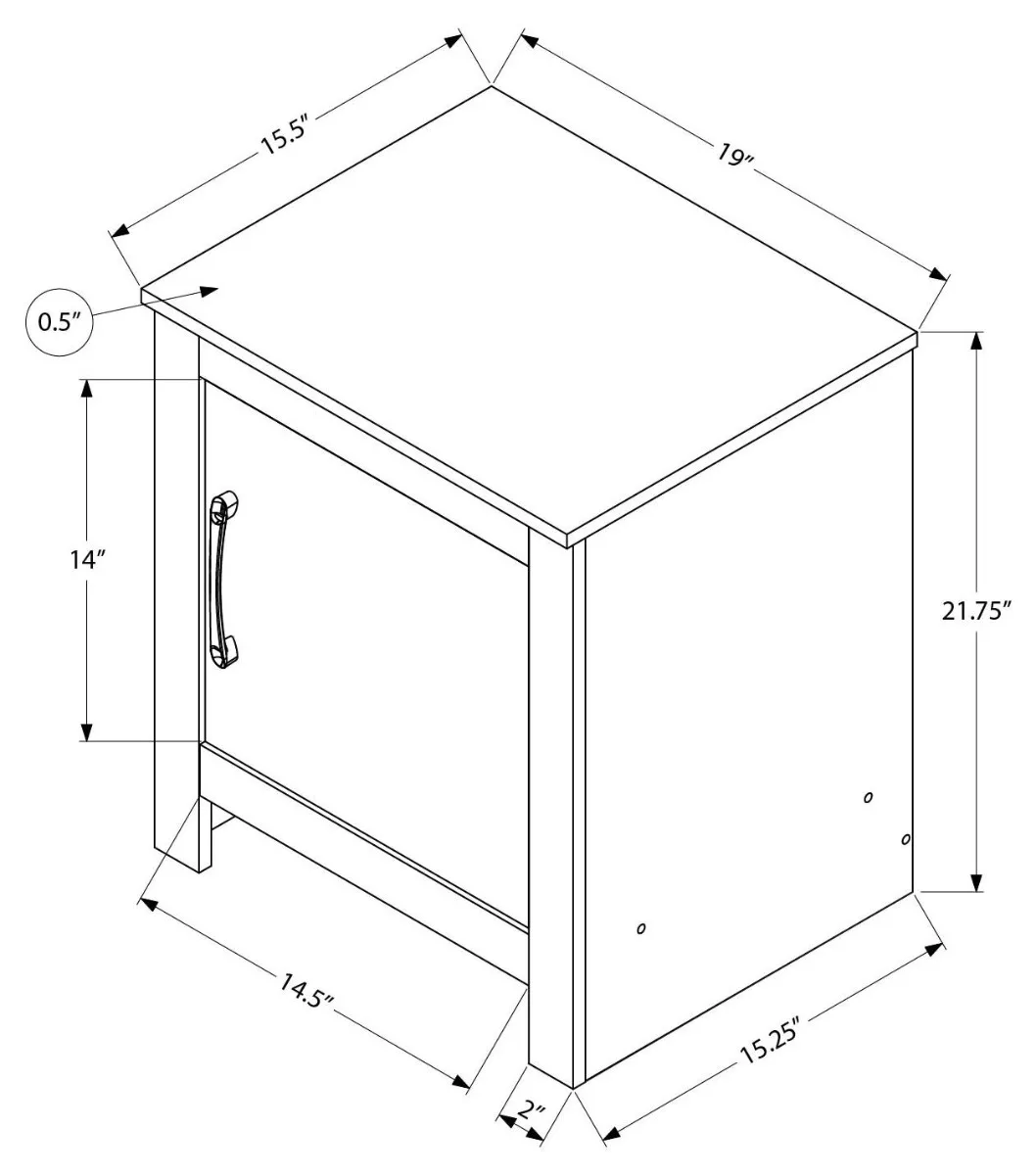 Rustique Grey 22" 1 Door Accent Table — Dimensions