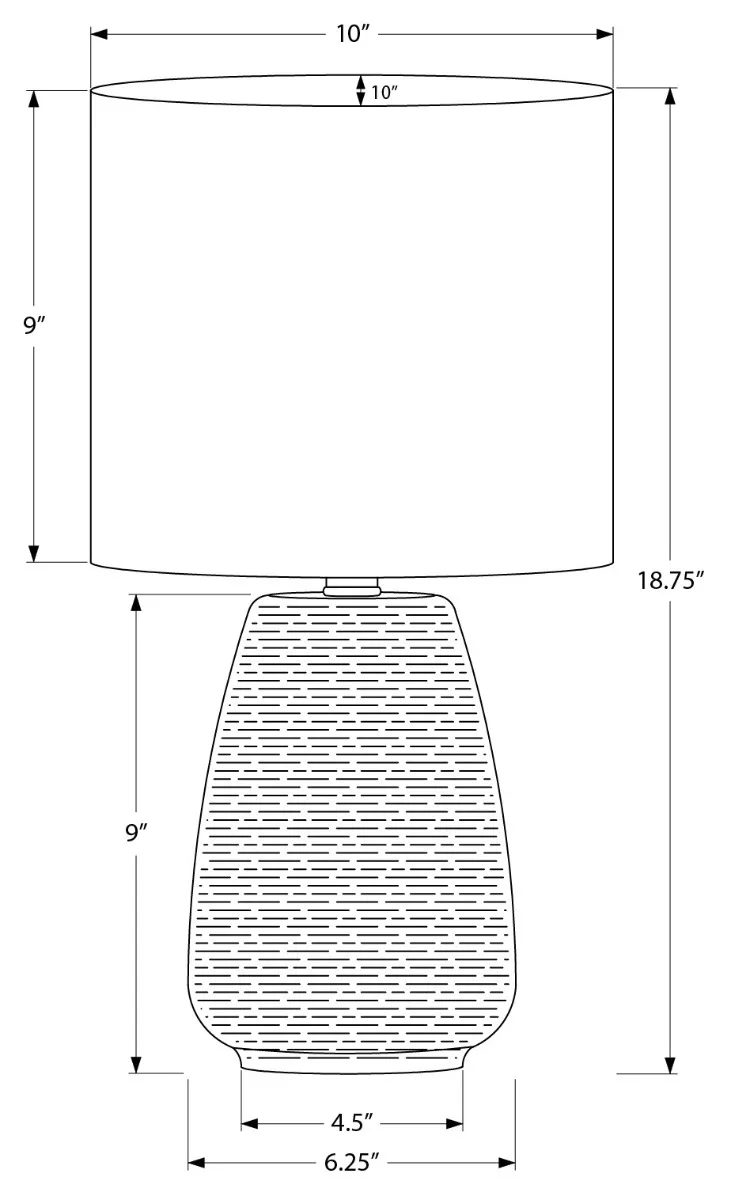 Grey Ceramic 19' Table Lamp — Dimensions