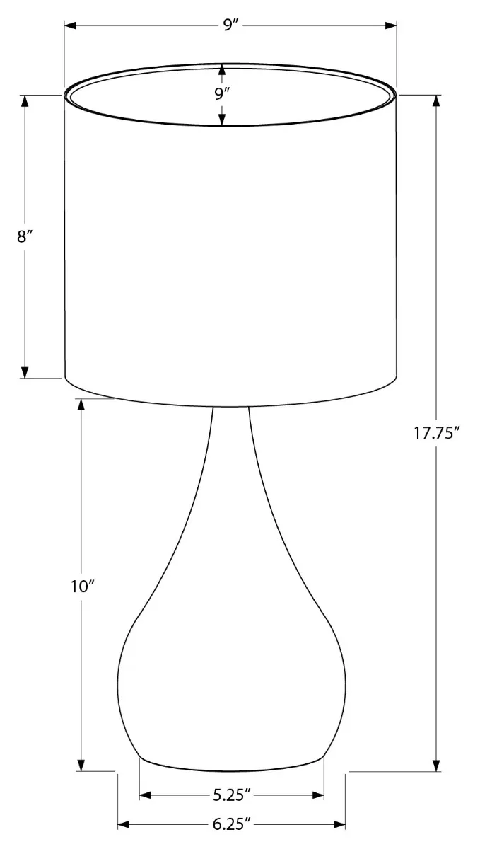 Black Metal 18' Table Lamp — Dimensions