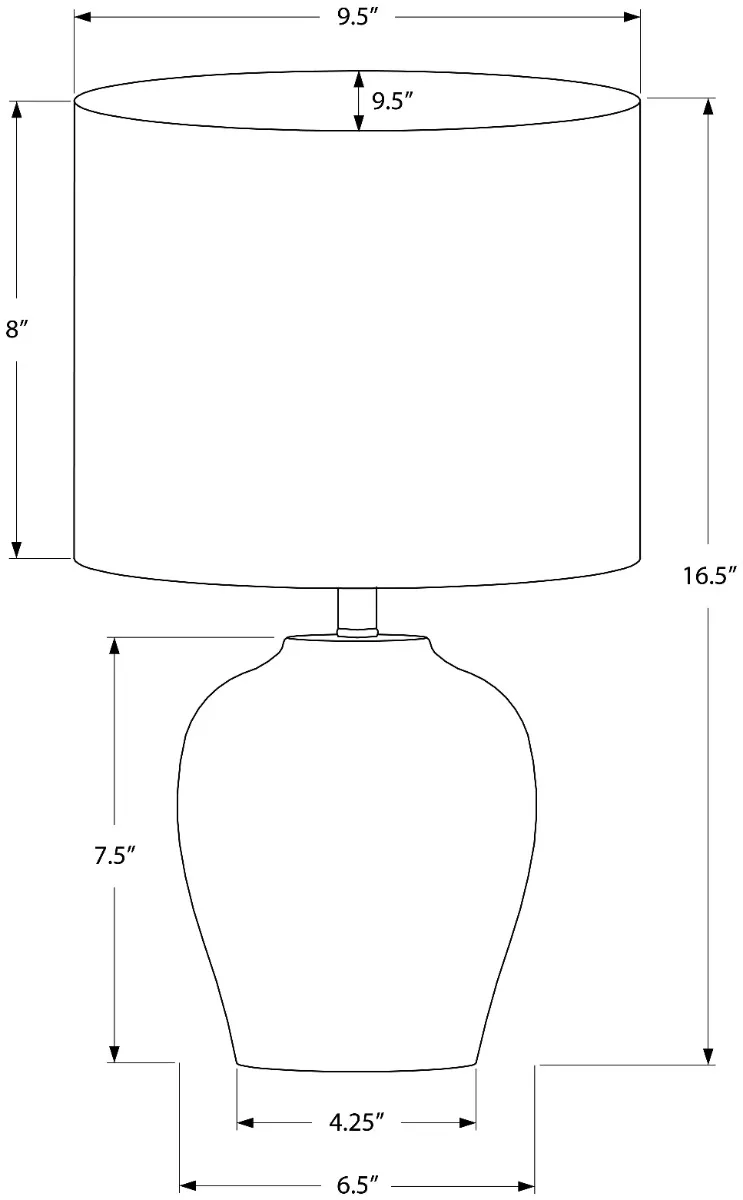Black Ceramic 17' Table Lamp — Dimensions