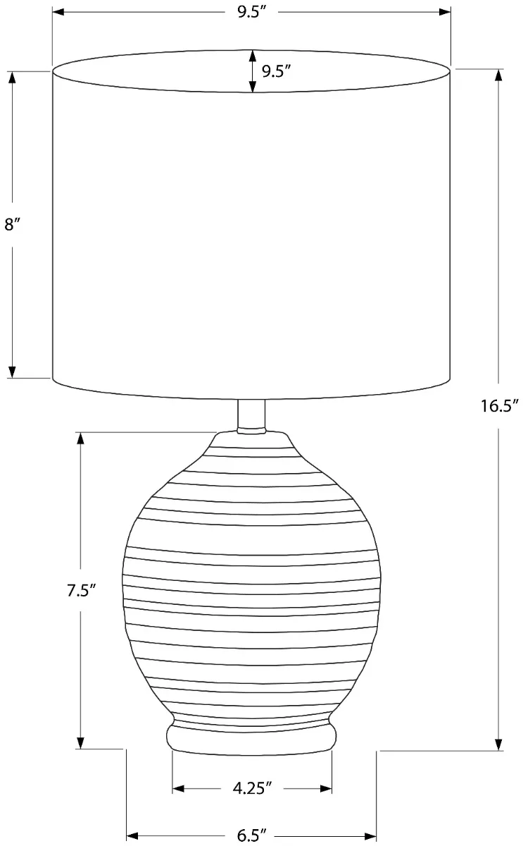 Black Ceramic 17' Table Lamp — Dimensions