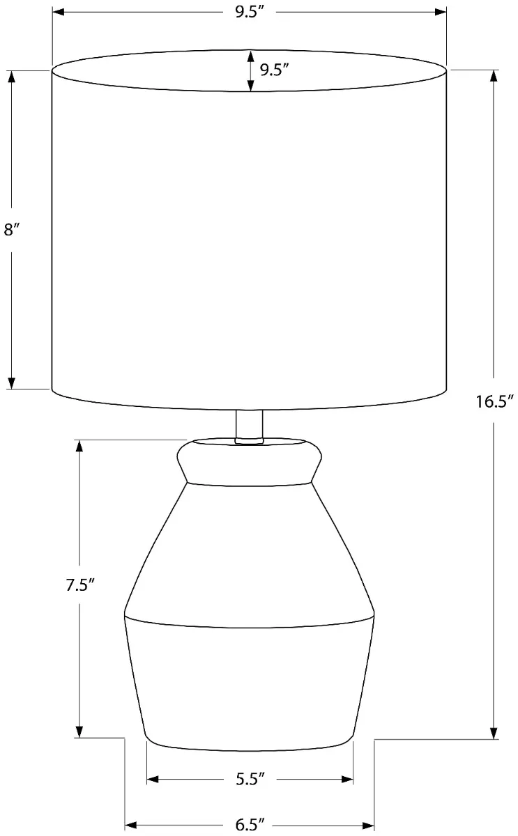 Cream Ceramic 17' Table Lamp — Dimensions