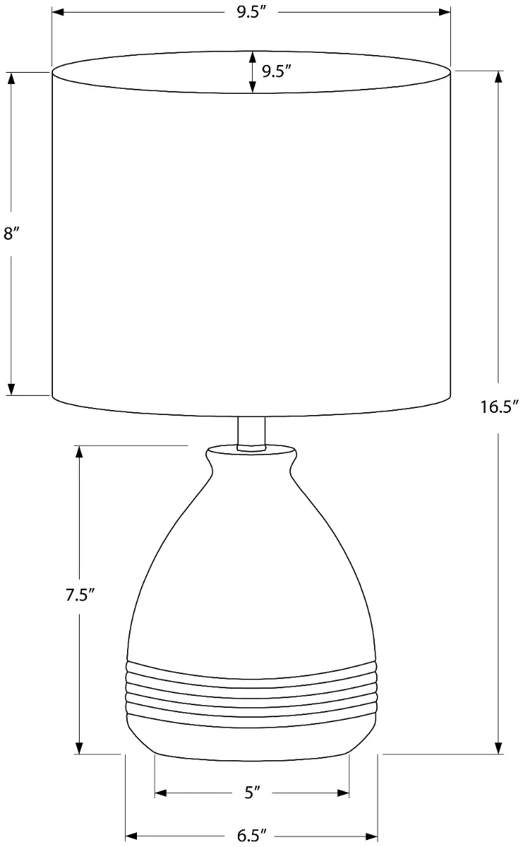 Cream Ceramic 17' Table Lamp — Dimensions
