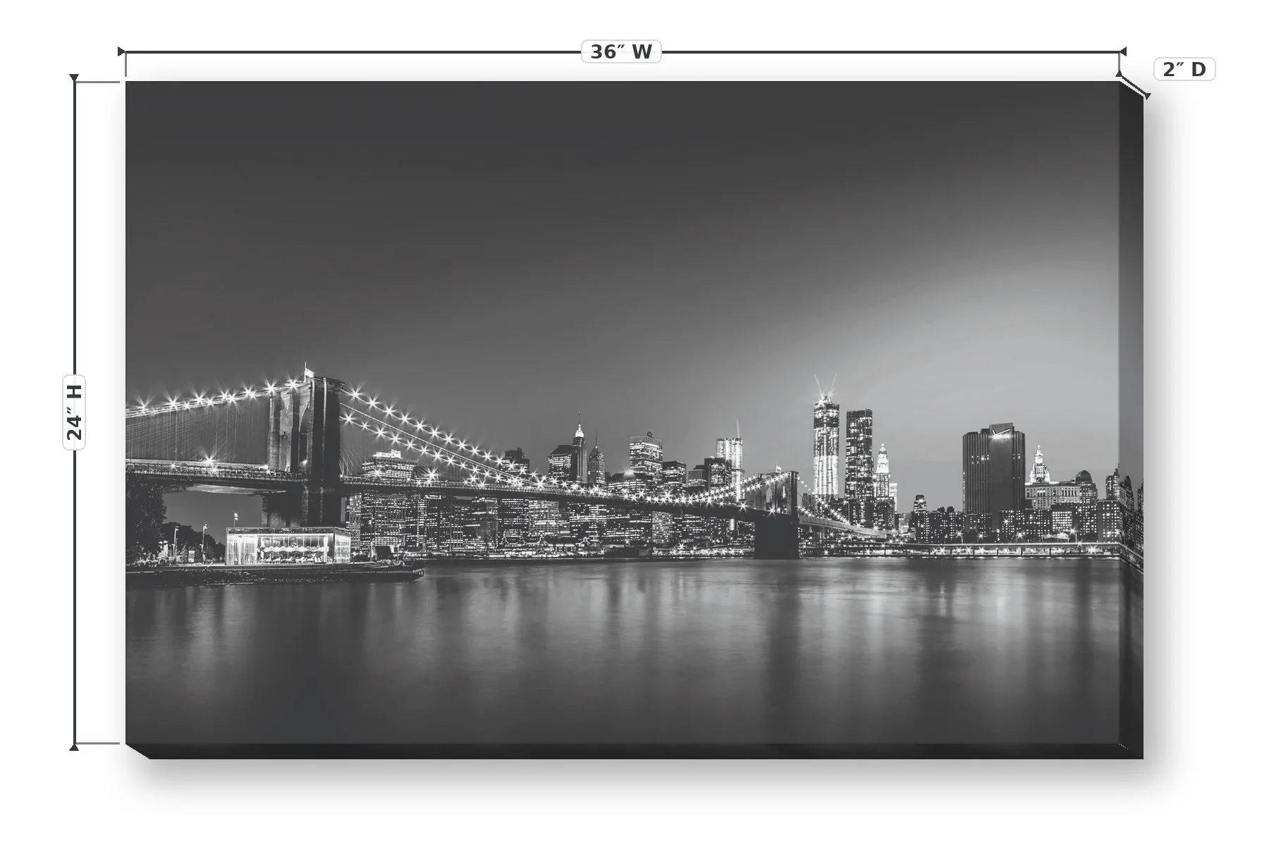 B&W City Scape 24 x 36 Print — Dimensions