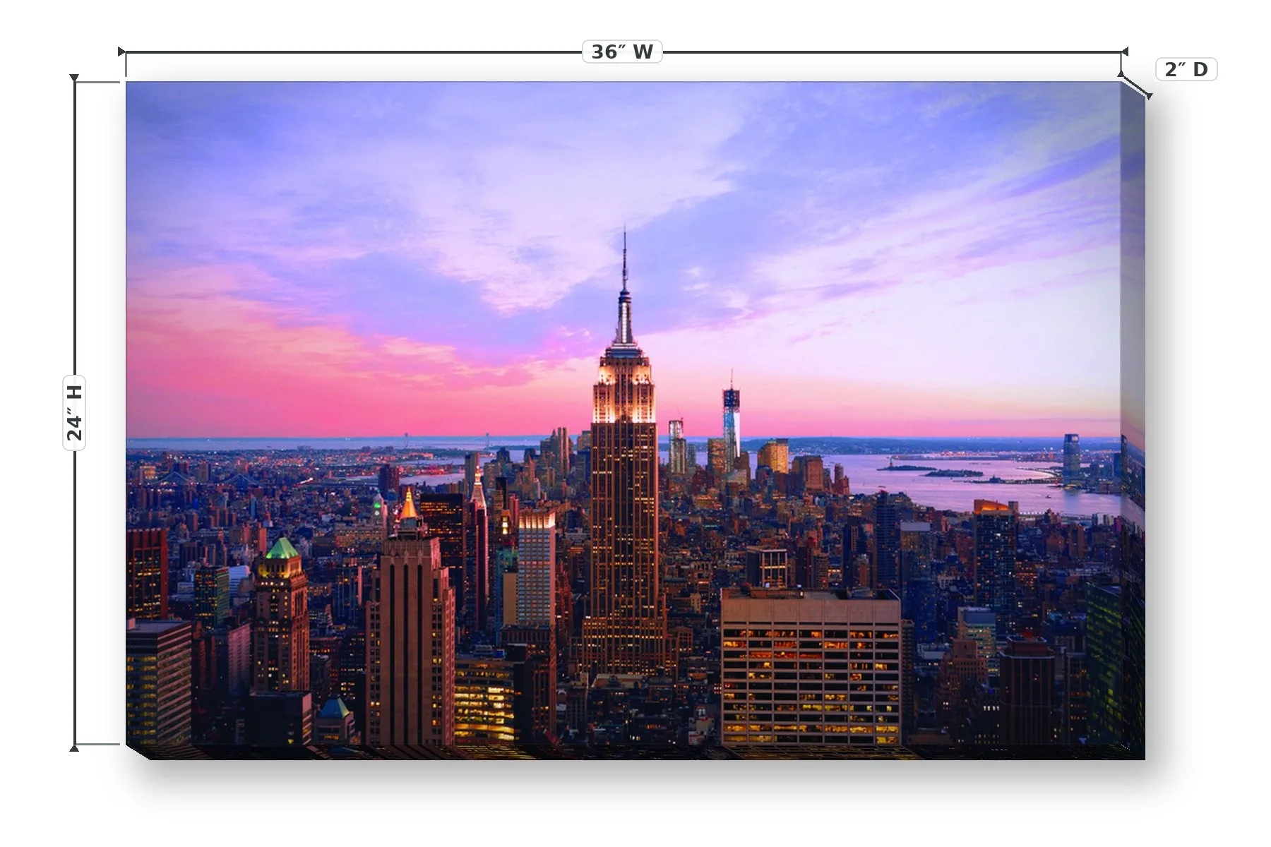 New York At Twilight 24 x 36 Print — Dimensions