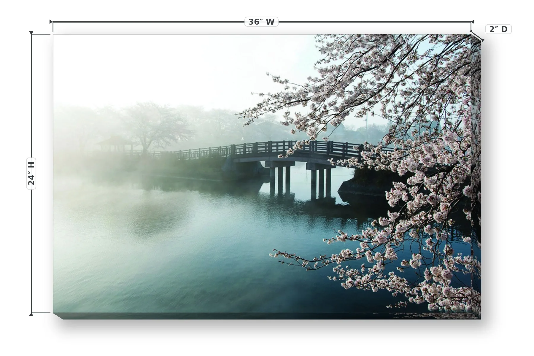 Bridge In The Fog 24 x 36 Print — Dimensions