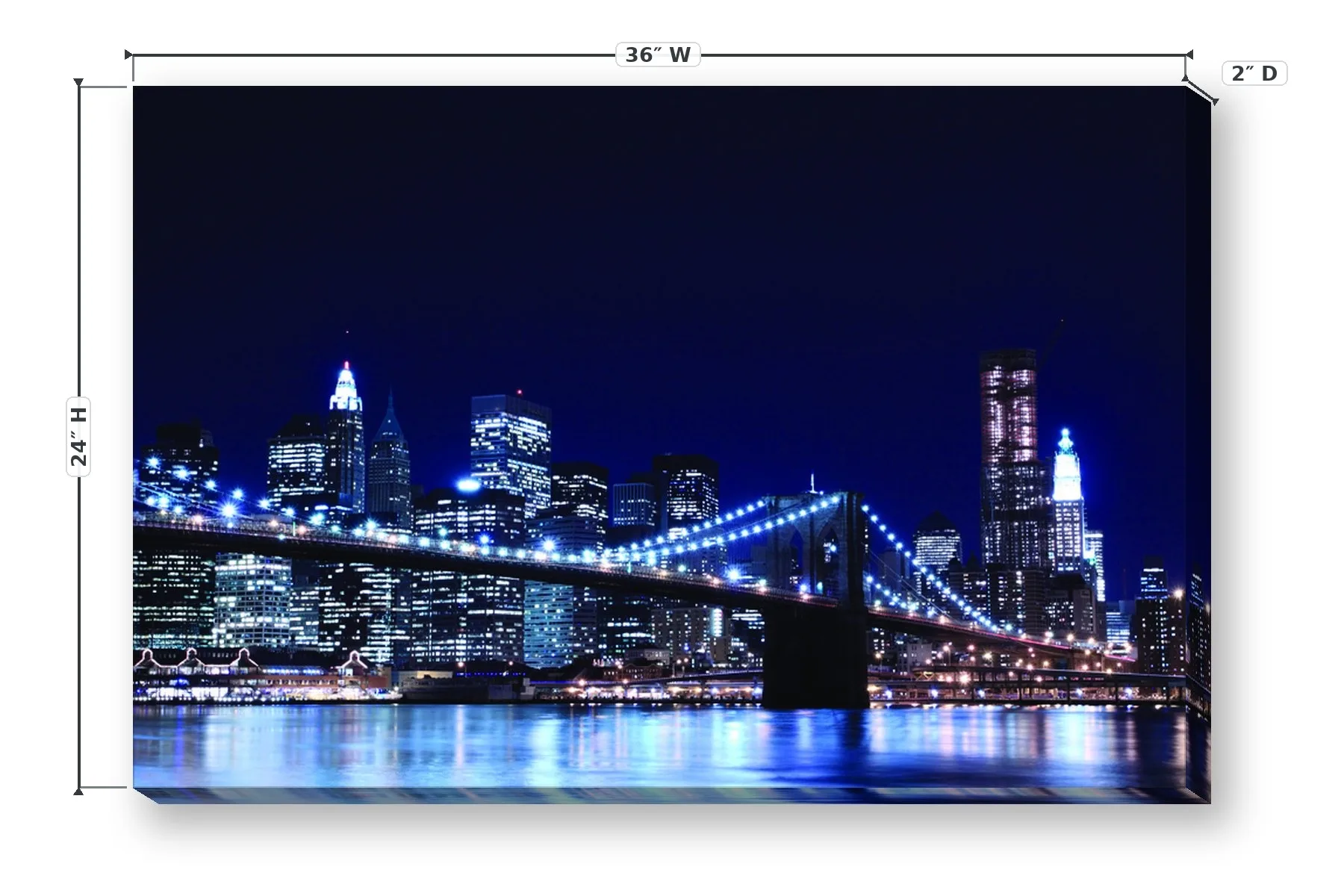 Skyline At Night 24 x 36 Print — Dimensions